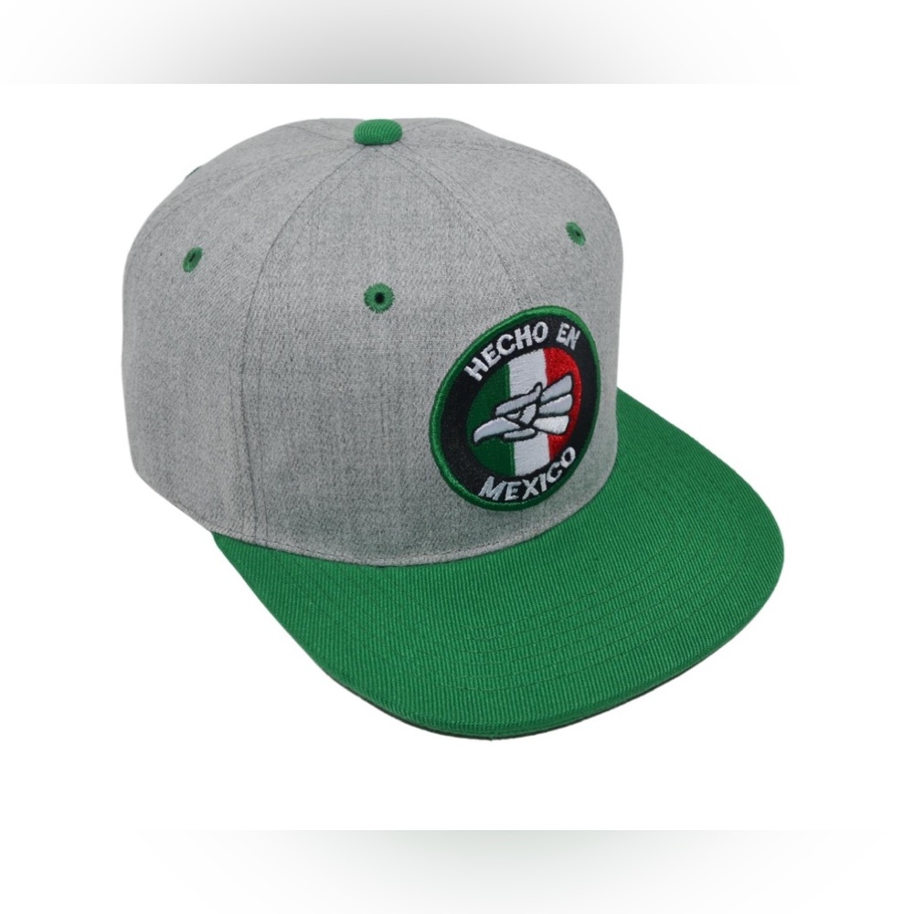 Hecho en Mexico Flat Bill Hat, Mexican Eagle Aguila Ballcap, Embroidered Made in